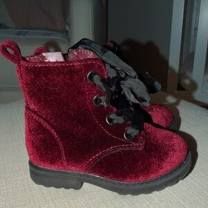 Velvet Burgundy Kids Boots